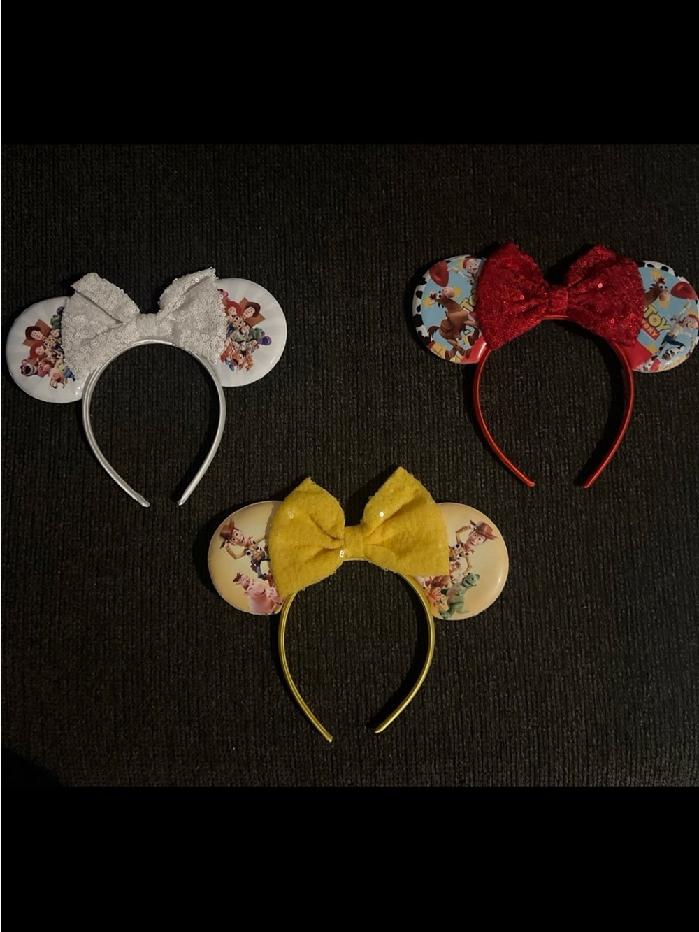 White Sequin Minnie-Style Ear Headband with Toy Story Graphic